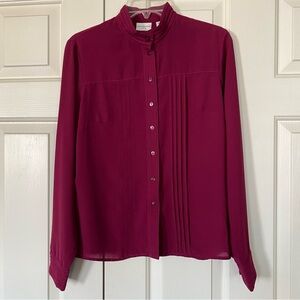 Covington Women's Burgundy Long Sleeve Blouse Size S